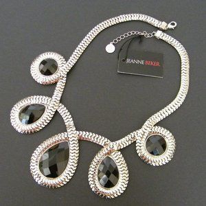 Jeanne Beker Statement Necklace Silver Tone
